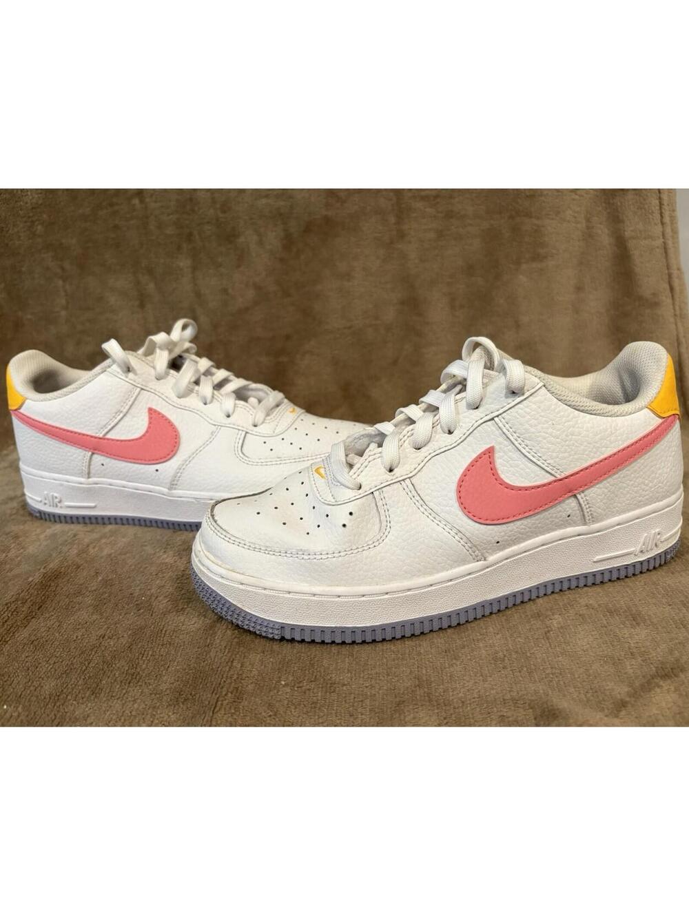 Nike Air Force Low 1 White Coral Chalk Yellow 6.5Y Girls Dv7762-100